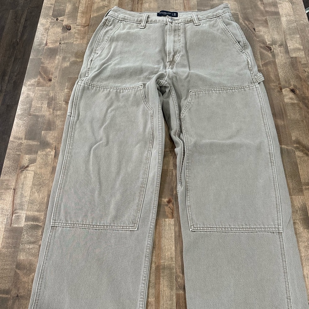 Abercrombie & Fitch Khaki Rigid Denim Baggy 32x32